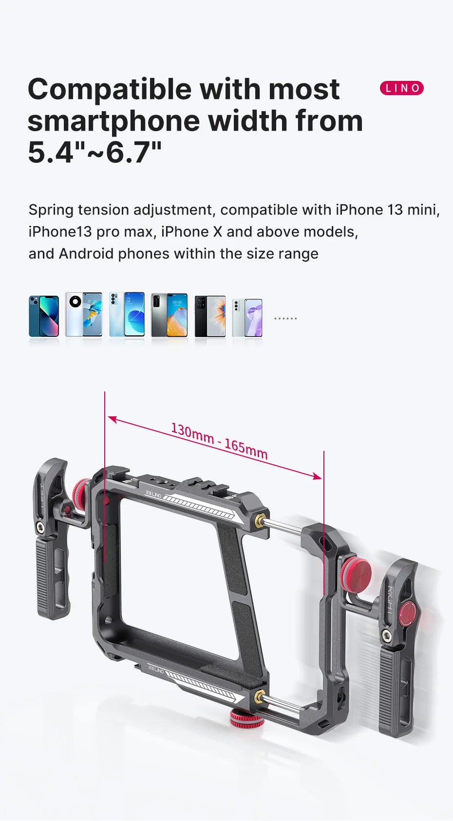 Ulanzi Lino Smartphone Cage for iPhone 16 15 14 13 12 X XR XS Max Mini/Pro/Pro Max Smartphone Handle Grip Phone Vlog Video