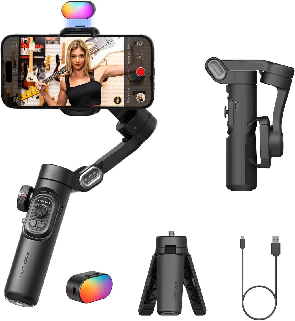 3-Axis Gimbal Stabilizer for Smartphone Foldable Handheld Phone Video Record Vlog Anti-Shake Stabilizer PTZ for iPhone Android