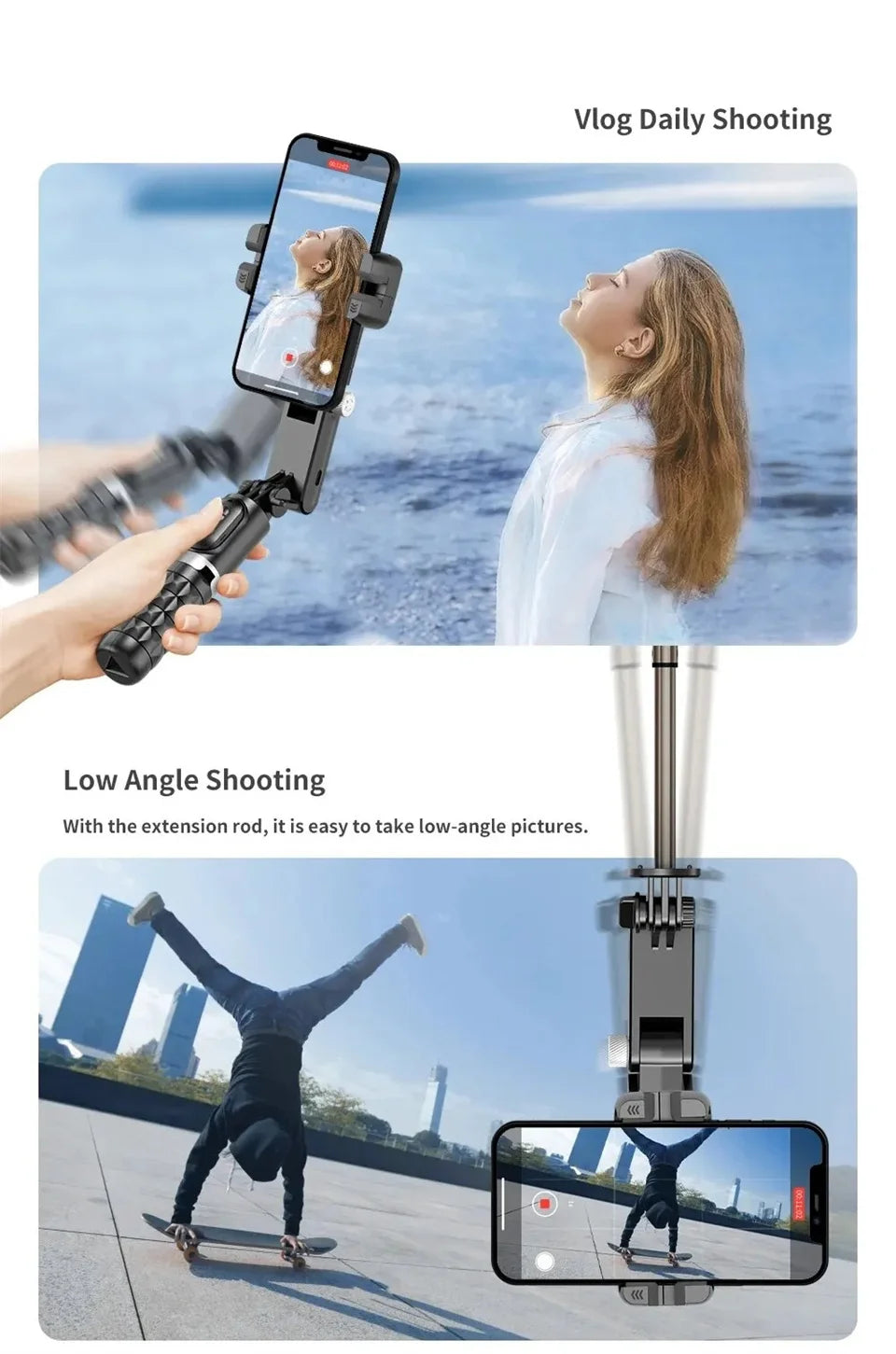 FANGTUOSI 360 Rotation Gimbal,Selfie Stick Tripod With Shutter Fill Light Following Shooting,Stabilizer for Smartphone Live/Vlog