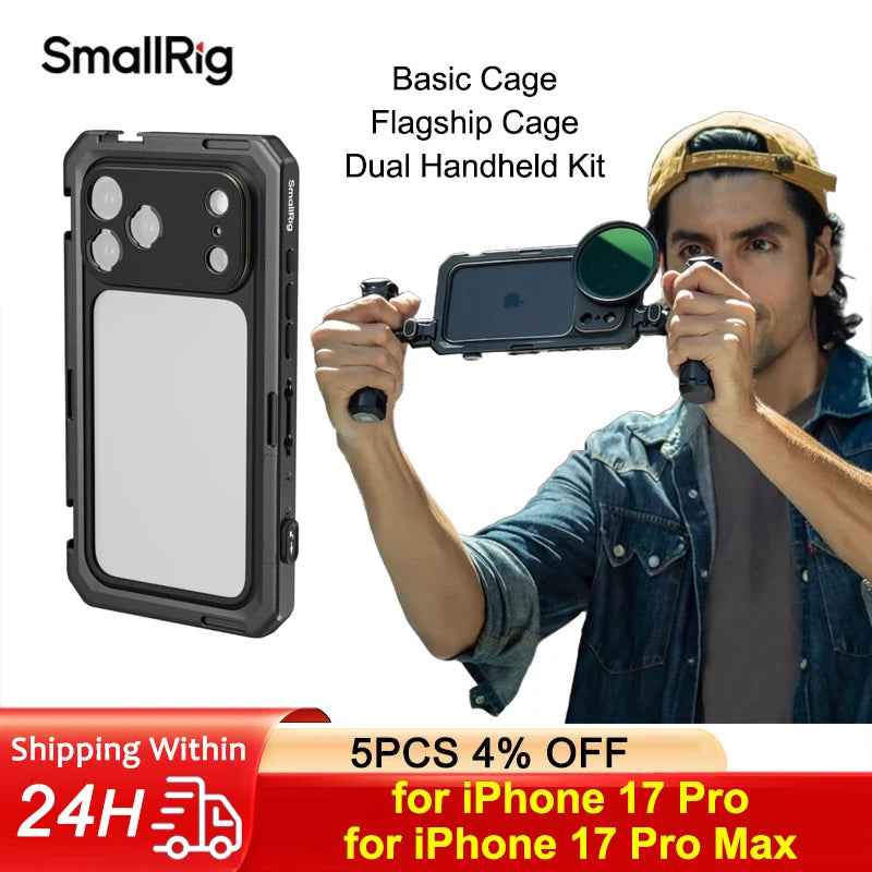 SmallRig for iPhone 17 Pro/iPhone 17 Pro Max Basic Cage,Flagship Cage, Mobile Dual Handheld Phone Cage Kit, 5540/5541/5542/5543