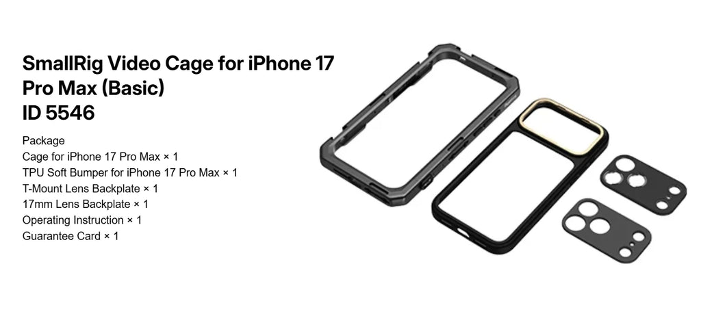 SmallRig for iPhone 17 Pro/iPhone 17 Pro Max Basic Cage,Flagship Cage, Mobile Dual Handheld Phone Cage Kit, 5540/5541/5542/5543