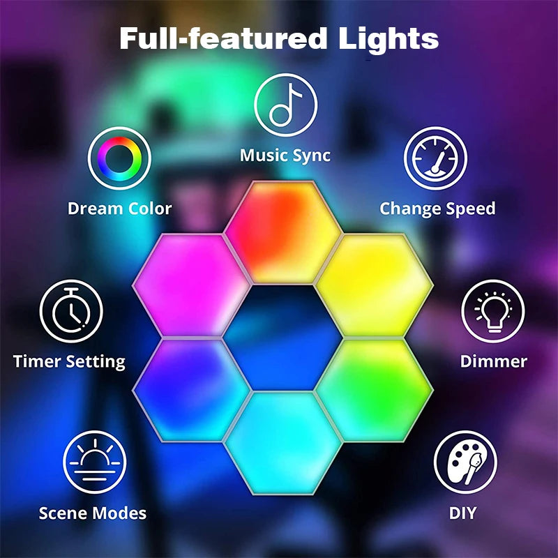 Tuya Smart RGB Quantum Light DIY Decor LED Wall Lamp APP Sound Pickup Game Room Music Rhythm Festival Atmosphere Esports Light
