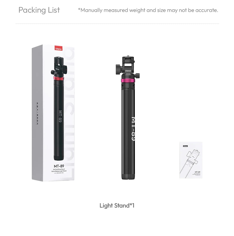 Ulanzi MT-89 2M Quick Release Light Stand Extendable Tripod with Cold Shoe Mount 1/4'' QR Plate for DSLR Camera Video Light Mic