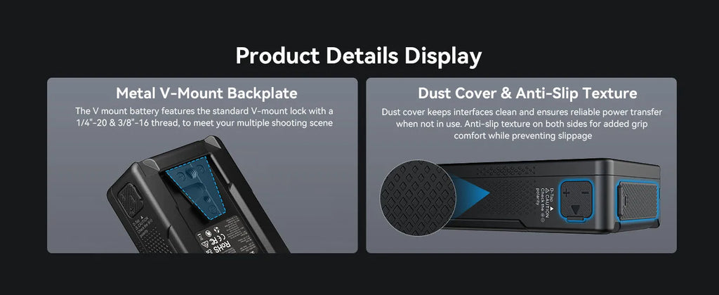 SMALLRIG V Mount Battery VB50 50Wh 3400mAh V Lock Battery with 45W Output USB-C D-TAP USB-A Dual DC Ports for Camera Camcorder