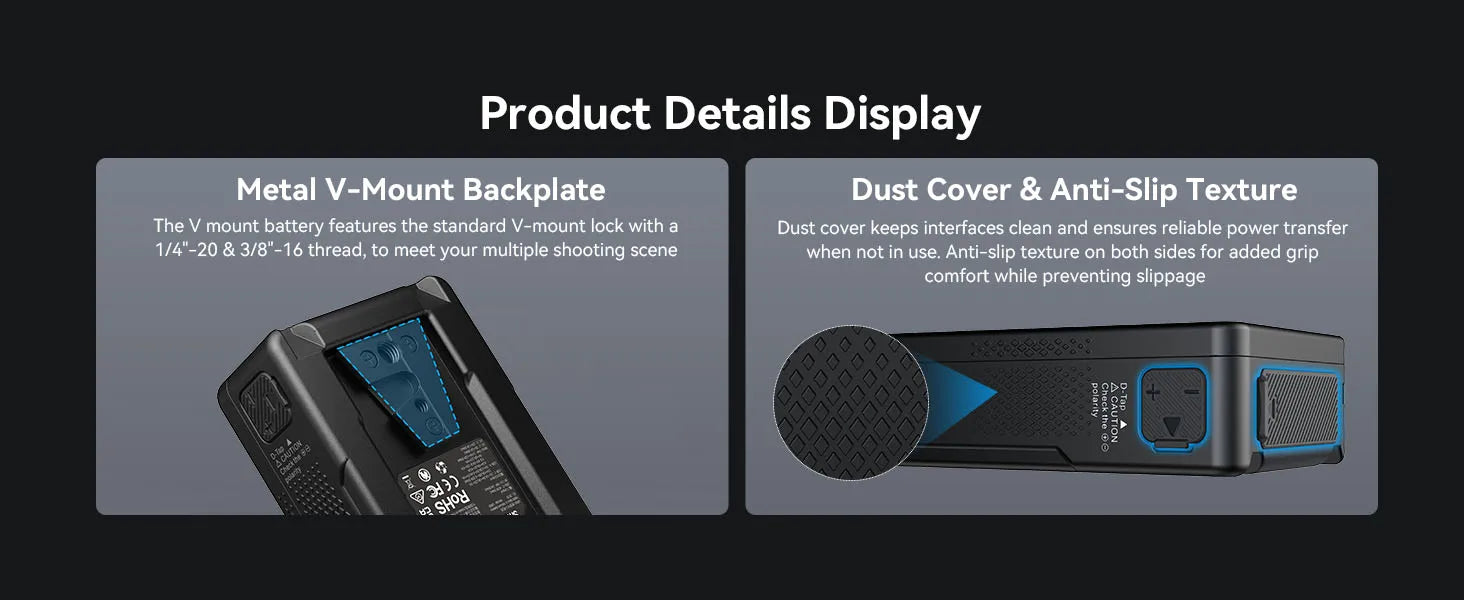 SMALLRIG V Mount Battery VB50 50Wh 3400mAh V Lock Battery with 45W Output USB-C D-TAP USB-A Dual DC Ports for Camera Camcorder