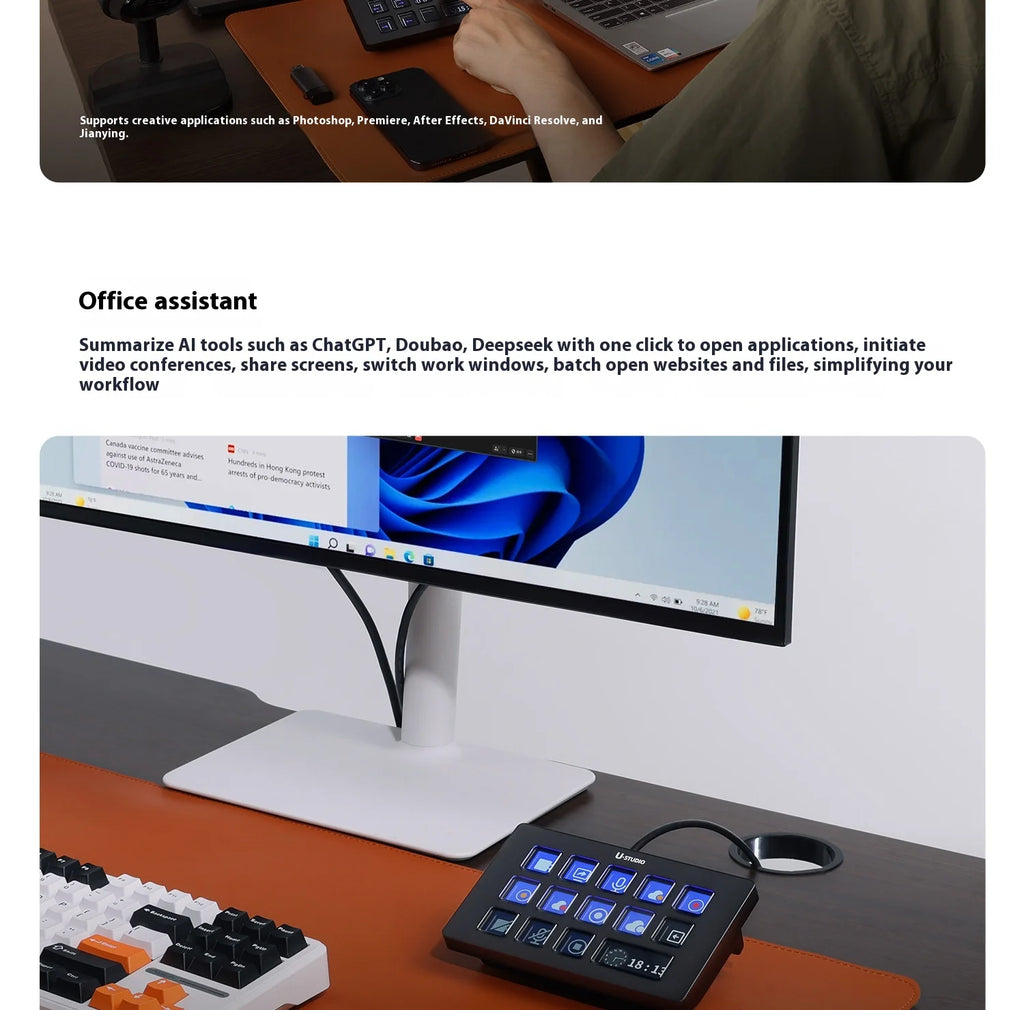 Ulanzi D200H Stream deck Production Console and Studio Controller 13 LCD Keys Streamdeck for Vlog Content Creation Video Editing