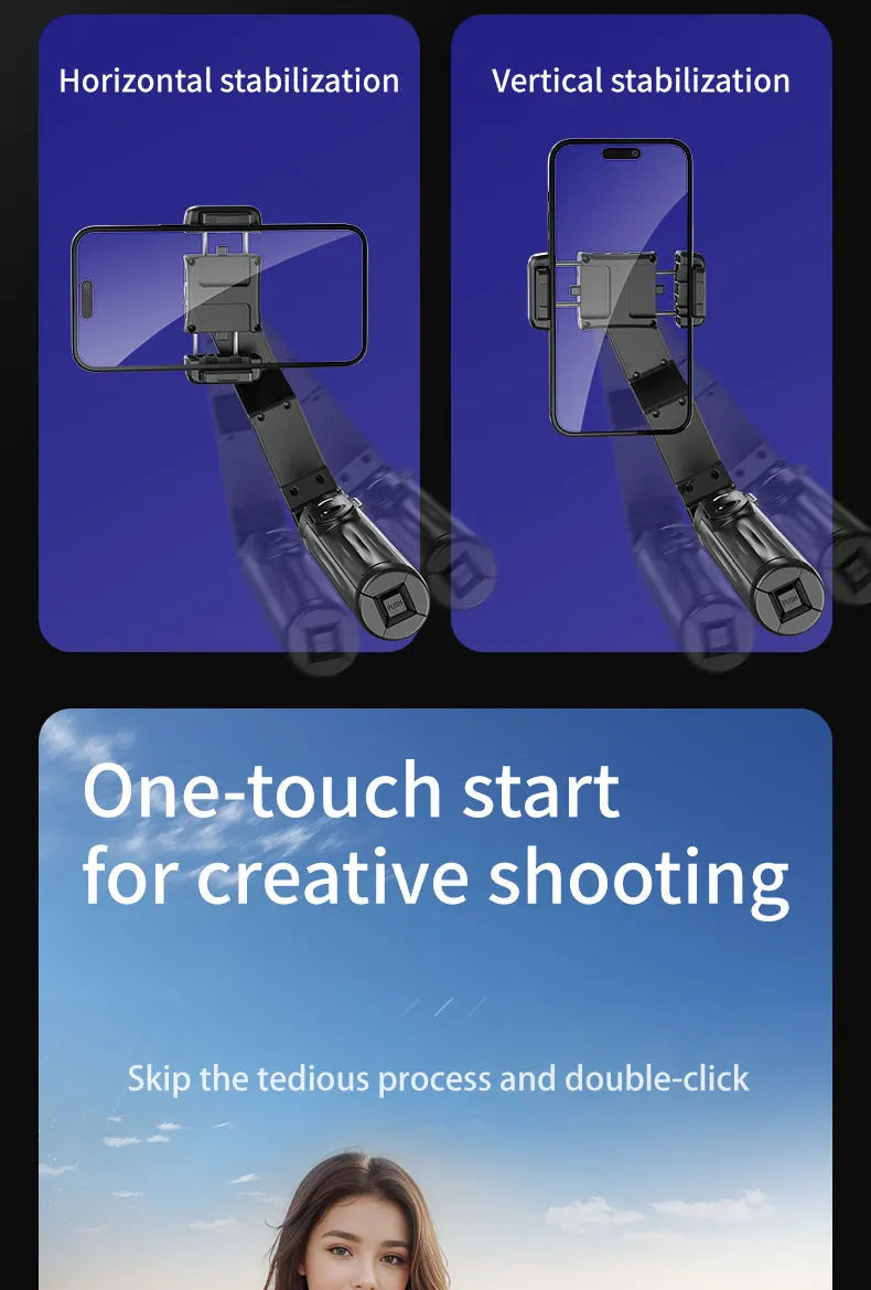 Q31 Gimbal Stabilizer Single-Axis Handheld Selfie Stick Tripod with Auto Face Tracking & Fill Light for Mobile Phone