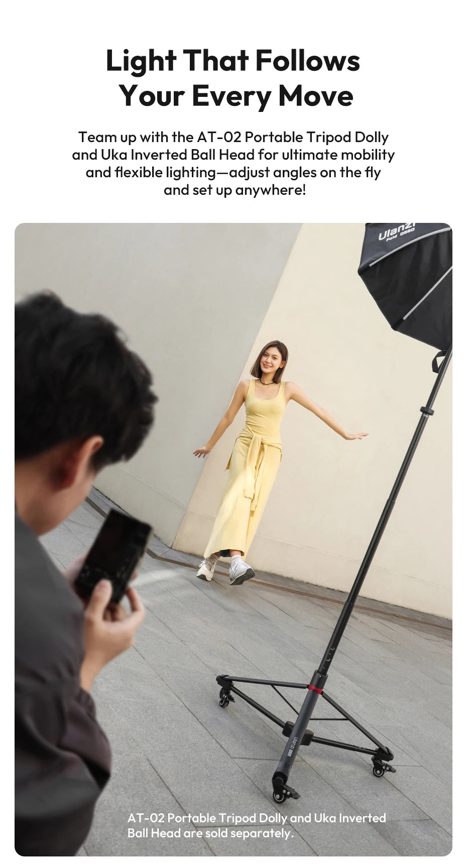 Ulanzi AT-05 2M Heavy Duty Foldable Tripod Light Stand for DSLR Camera Video Light Photography Studio Livestreaming Max Load 5KG