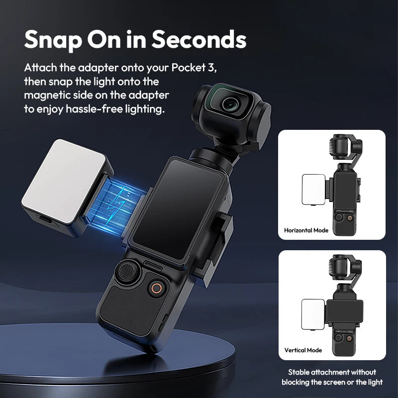 Ulanzi LM001 Pocket 3 Mini Light 3-Level Soft Light LED Video Light for DJI OSMO Pocket 3 for Photography Livestreaming Vlog