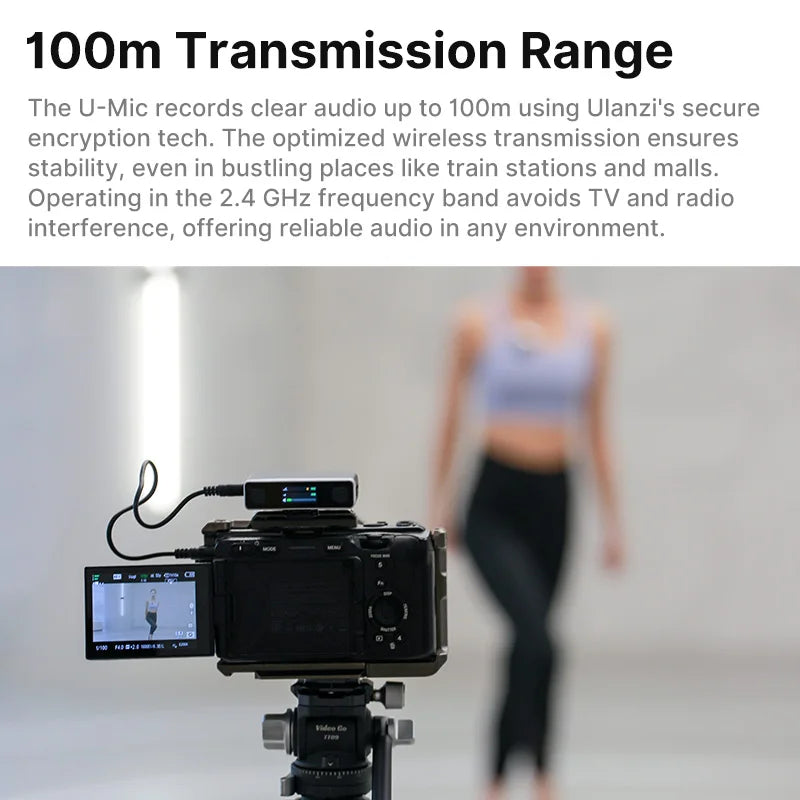 Ulanzi U-Mic Wireless Mic Stereo Microphone Lavalier Microphone for Smartphone DSLR for Interview Video Vlog Gaming Mic