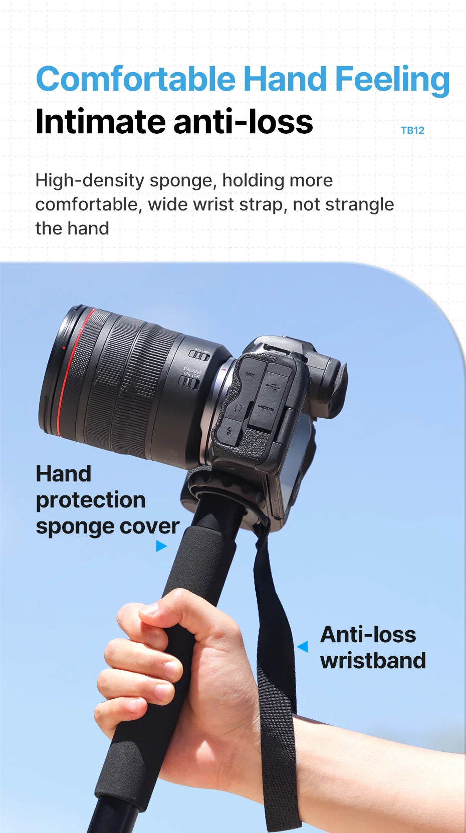 Ulanzi TB12 Metal Tripod Monopod for Camera DSLR Smartphone Monopod Stable and Portable Selfie Stick Hiking Pole Stick