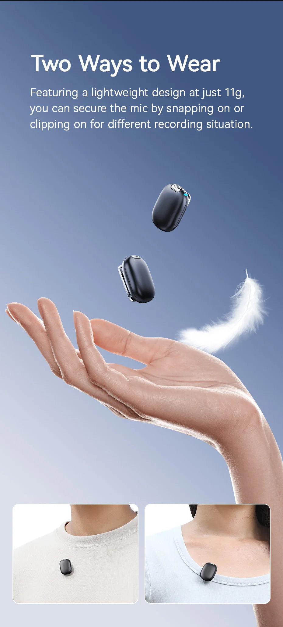 Ulanzi A30 Tiny Mic Wireless Lavalier Microphone 50M Audio Video Voice Recording Mic for iPhone 16 15 Android Phone DSLR Cameras