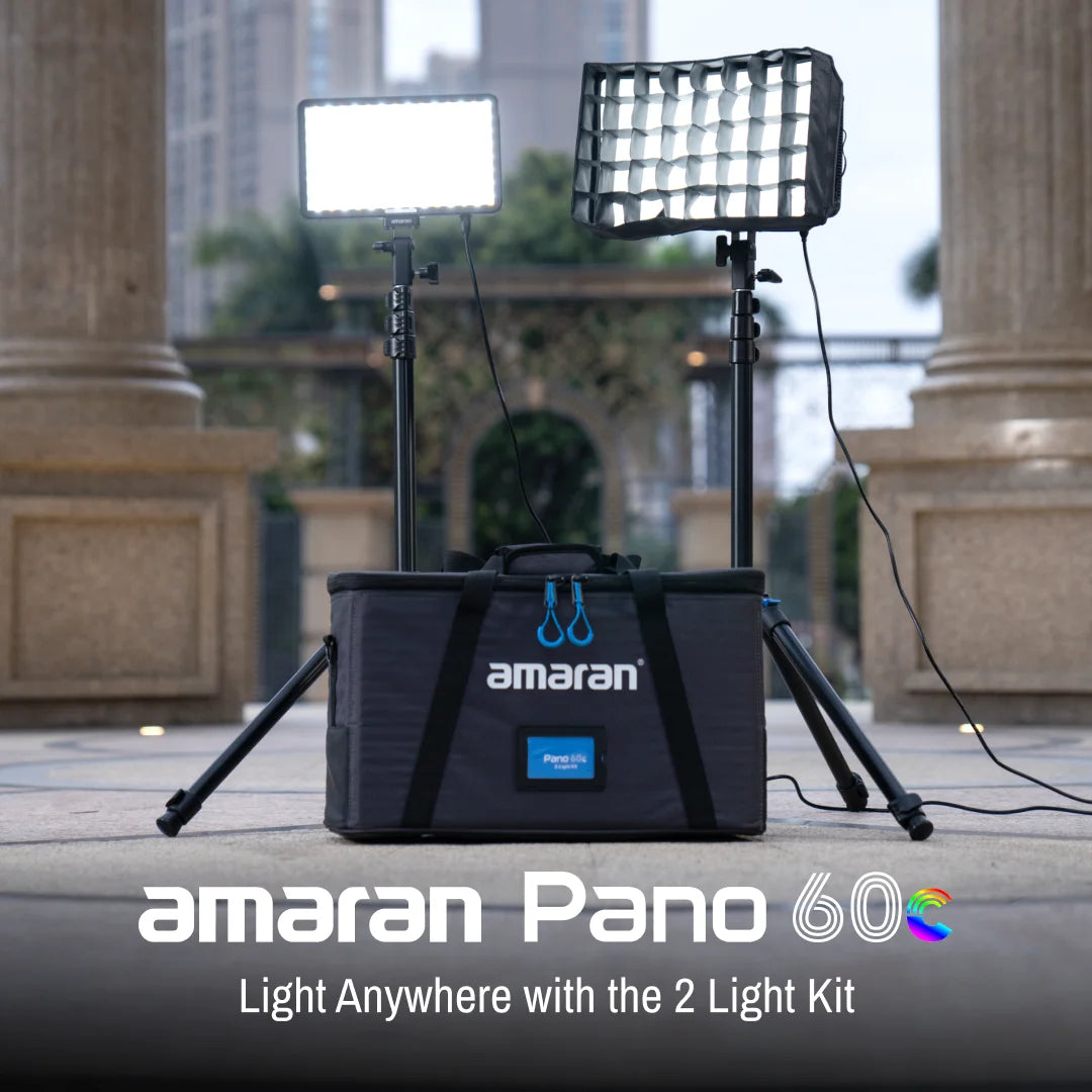 amaran Pano 60c 2-Light Kit Panel Lights 60W RGBWW LED Video Studio Light w/Light Stand for Video Recording Game Streaming