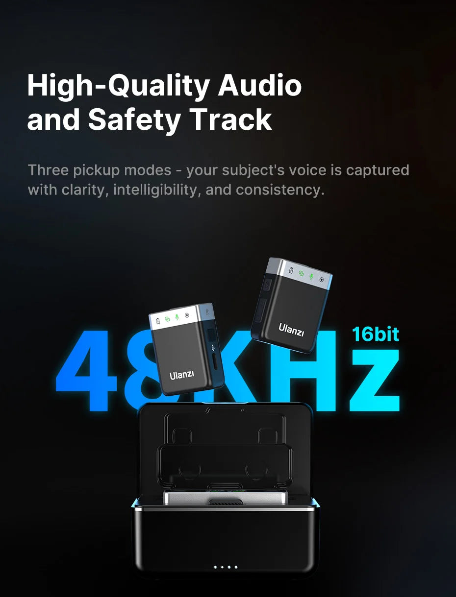 Ulanzi U-Mic Wireless Mic Stereo Microphone Lavalier Microphone for Smartphone DSLR for Interview Video Vlog Gaming Mic