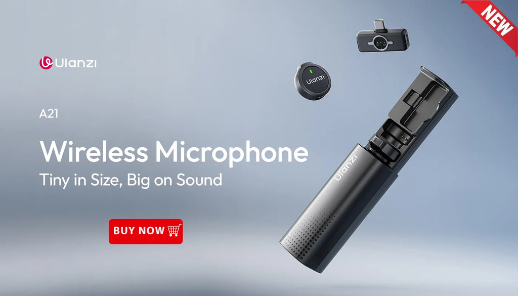 Ulanzi A100 Wireless Lavalier Microphone Professional 20M Audio Video Voice Recording Mic for iPhone 16 15 Android Phone Camera