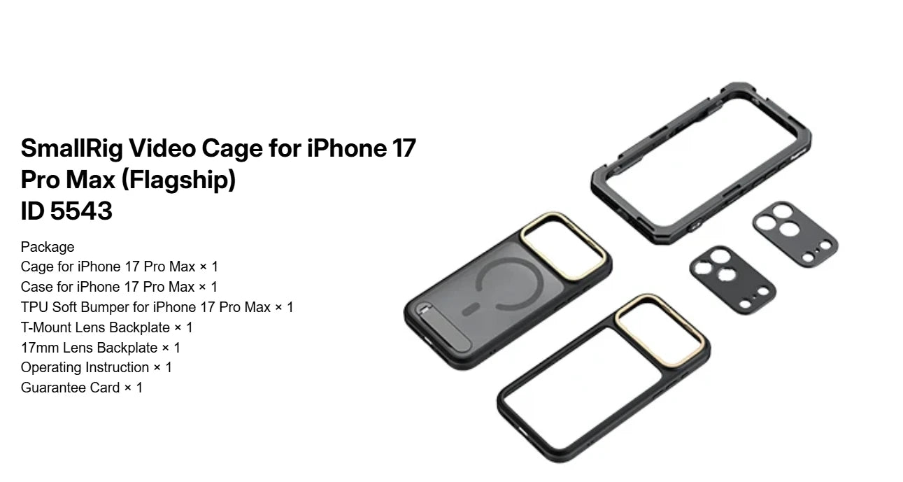 SmallRig for iPhone 17 Pro/iPhone 17 Pro Max Basic Cage,Flagship Cage, Mobile Dual Handheld Phone Cage Kit, 5540/5541/5542/5543