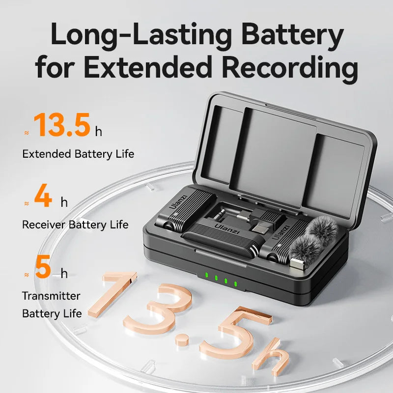 Ulanzi A100 Wireless Microphone Lavalier MIC for iPhone 16 15 Pro（Max） Camera Sound Recording Real-time Monitoring  J12 Upgrade