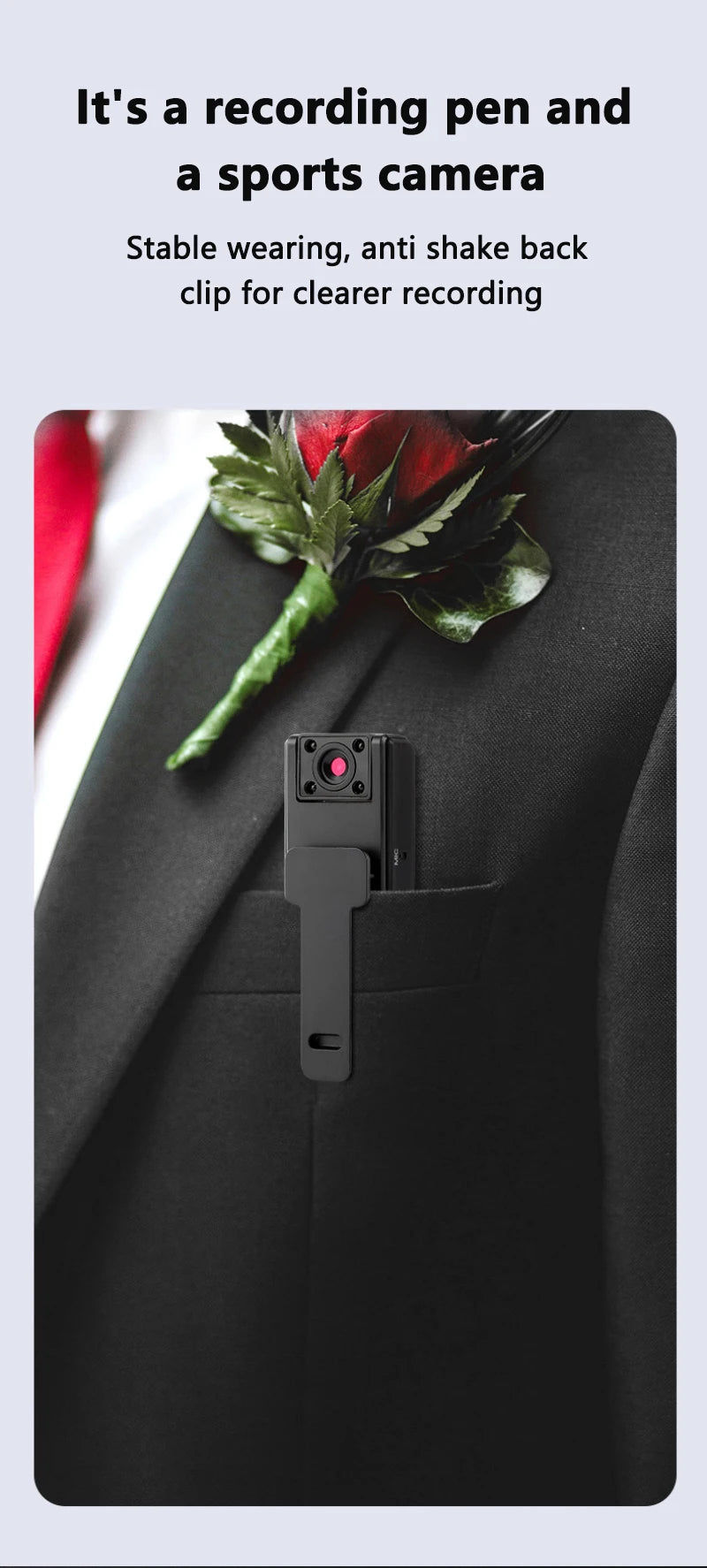 Xiaomi A9 Mini Handheld Camera 1080P HD Infrared Night Vision Back Clip Camera Recorder Outdoor Sports Riding Handheld Camera