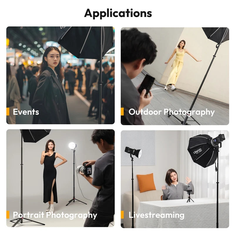 Ulanzi AT-05 2M Heavy Duty Foldable Tripod Light Stand for DSLR Camera Video Light Photography Studio Livestreaming Max Load 5KG