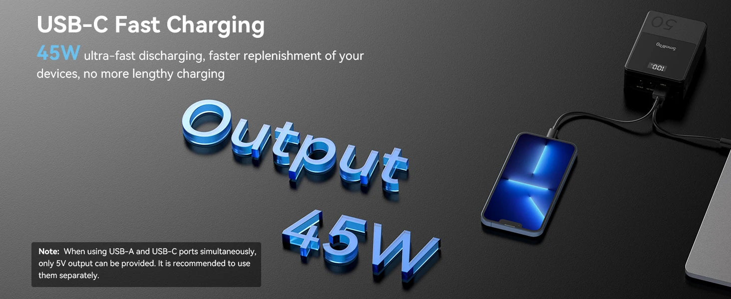 SMALLRIG V Mount Battery VB50 50Wh 3400mAh V Lock Battery with 45W Output USB-C D-TAP USB-A Dual DC Ports for Camera Camcorder