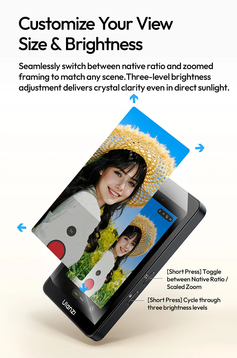 Ulanzi VM1 Vlog Selfie Monitor Screen for iphone 17 16 15 Android Smartphone 4K Magnetic for Studio Vlog Photography Shots