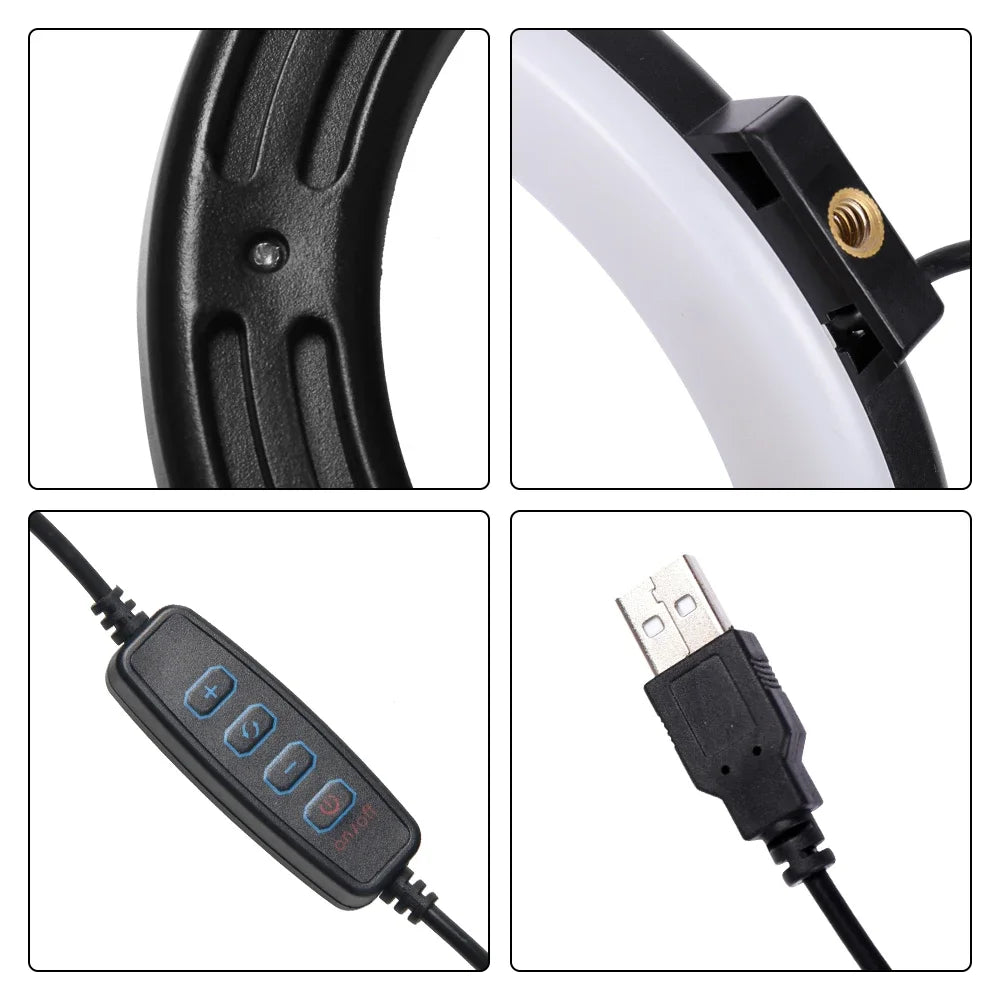 12 Inch LED Ring Light, Dimmable Photography Lighting Phone Camera Fill Light, USB Powered, Makeup Selfie Studio Light