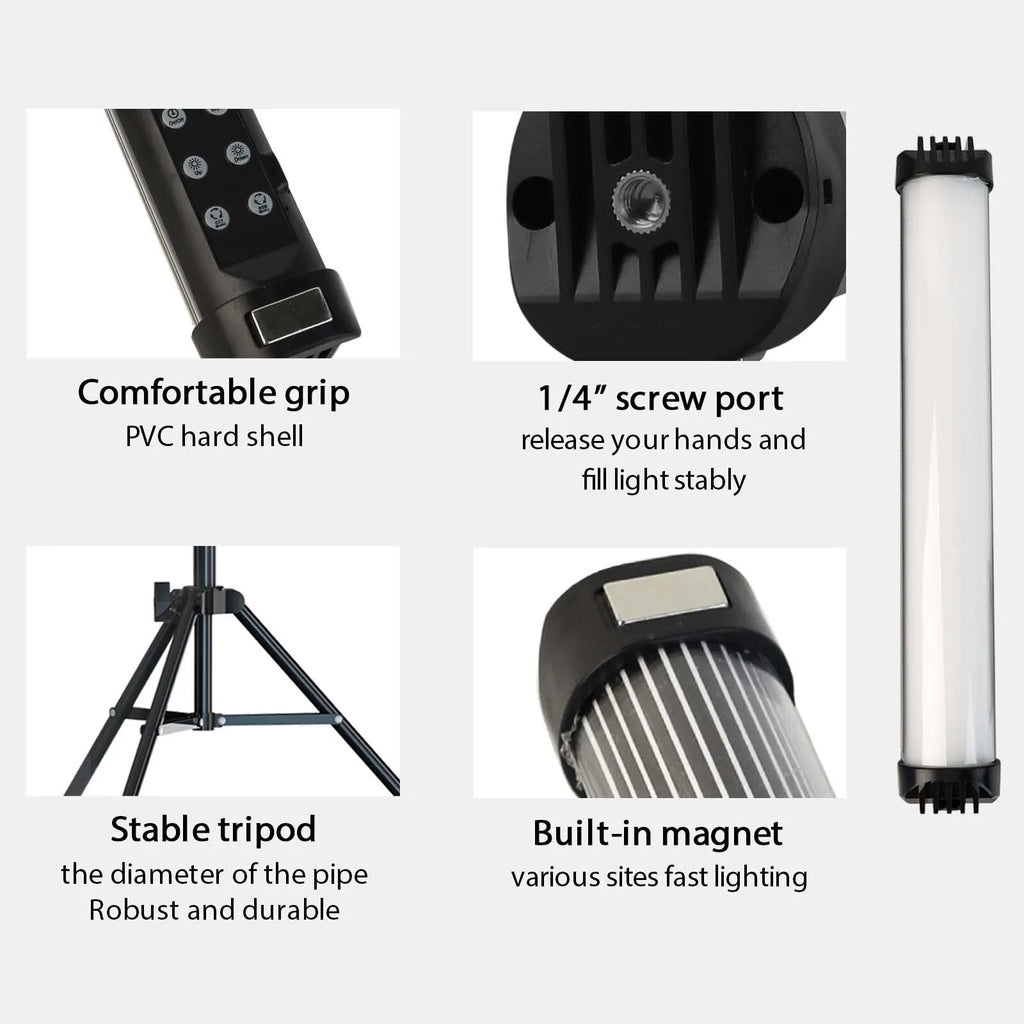 Portable RGB Magnetic Photography Lighting Handheld LED Fill Light Stick Lamp Vlog Fill Light For YouTube Video Picture Shooting