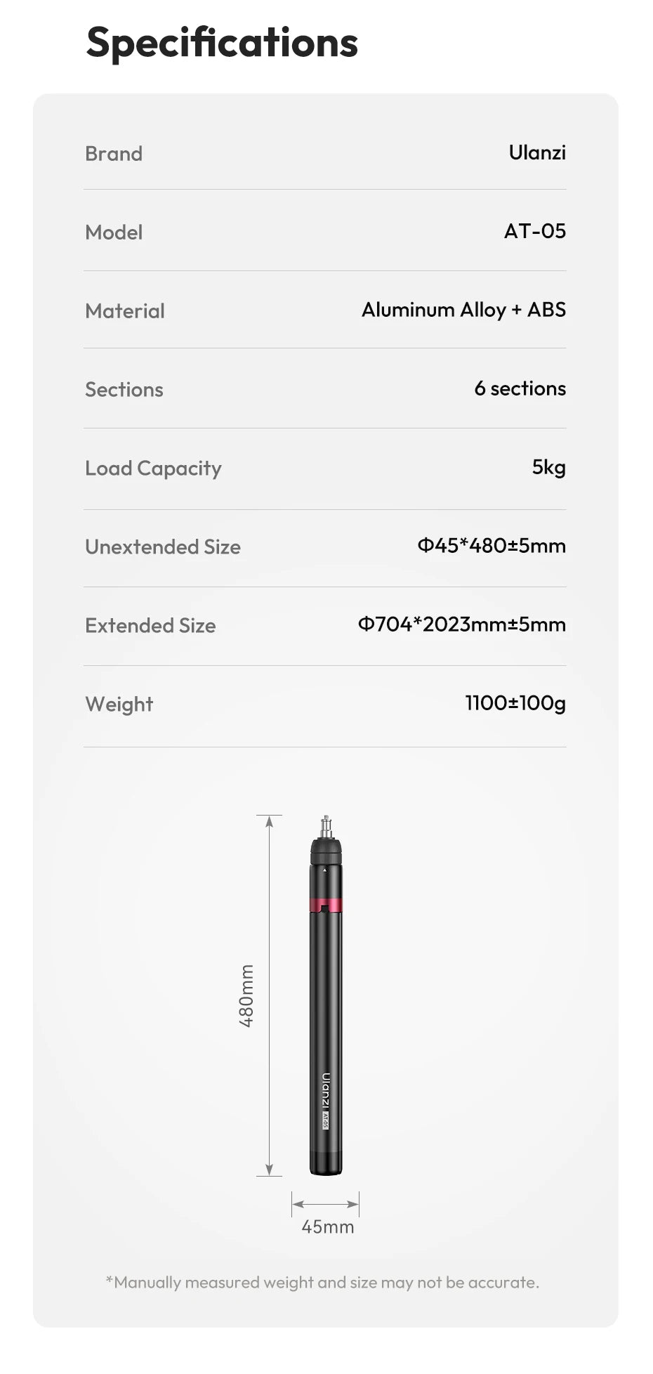 Ulanzi AT-05 2M Heavy Duty Foldable Tripod Light Stand for DSLR Camera Video Light Photography Studio Livestreaming Max Load 5KG