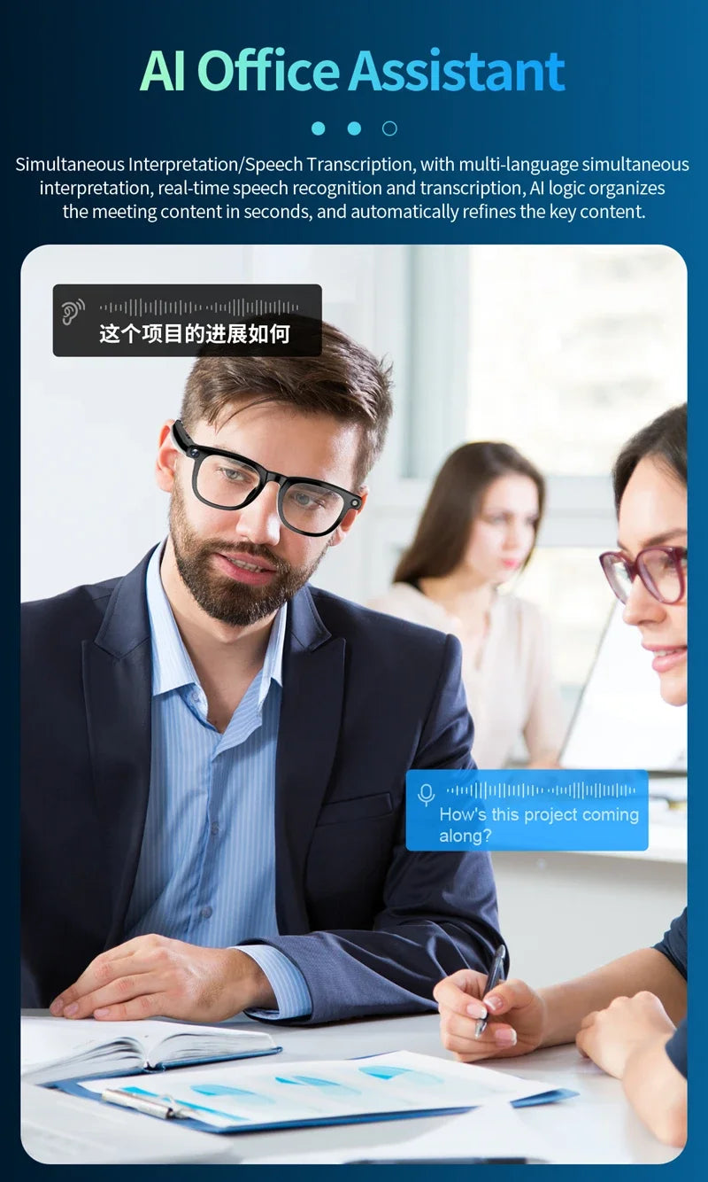 Xiaomi Mijia AI Intelligent Glasses With 800W HD Camera Chat Bluetooth Call Voice Assistant Music Player Smart Translation