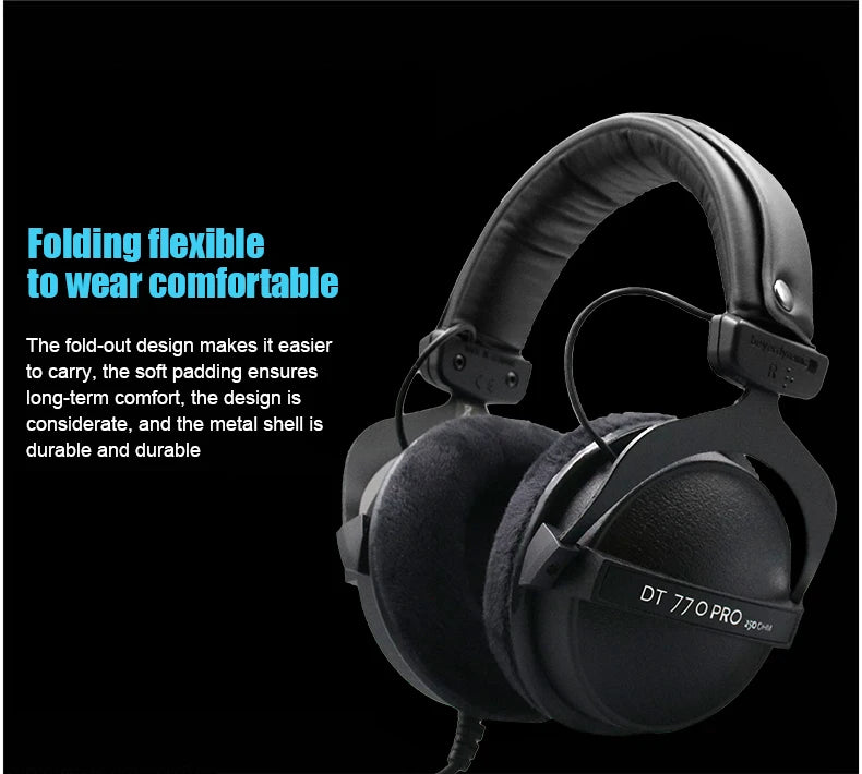 Hot Sale DT770 PRO Studio Dynamic Headphones Closed-Back 80/250 Ohm Professional Monitor Headset   for Recording/