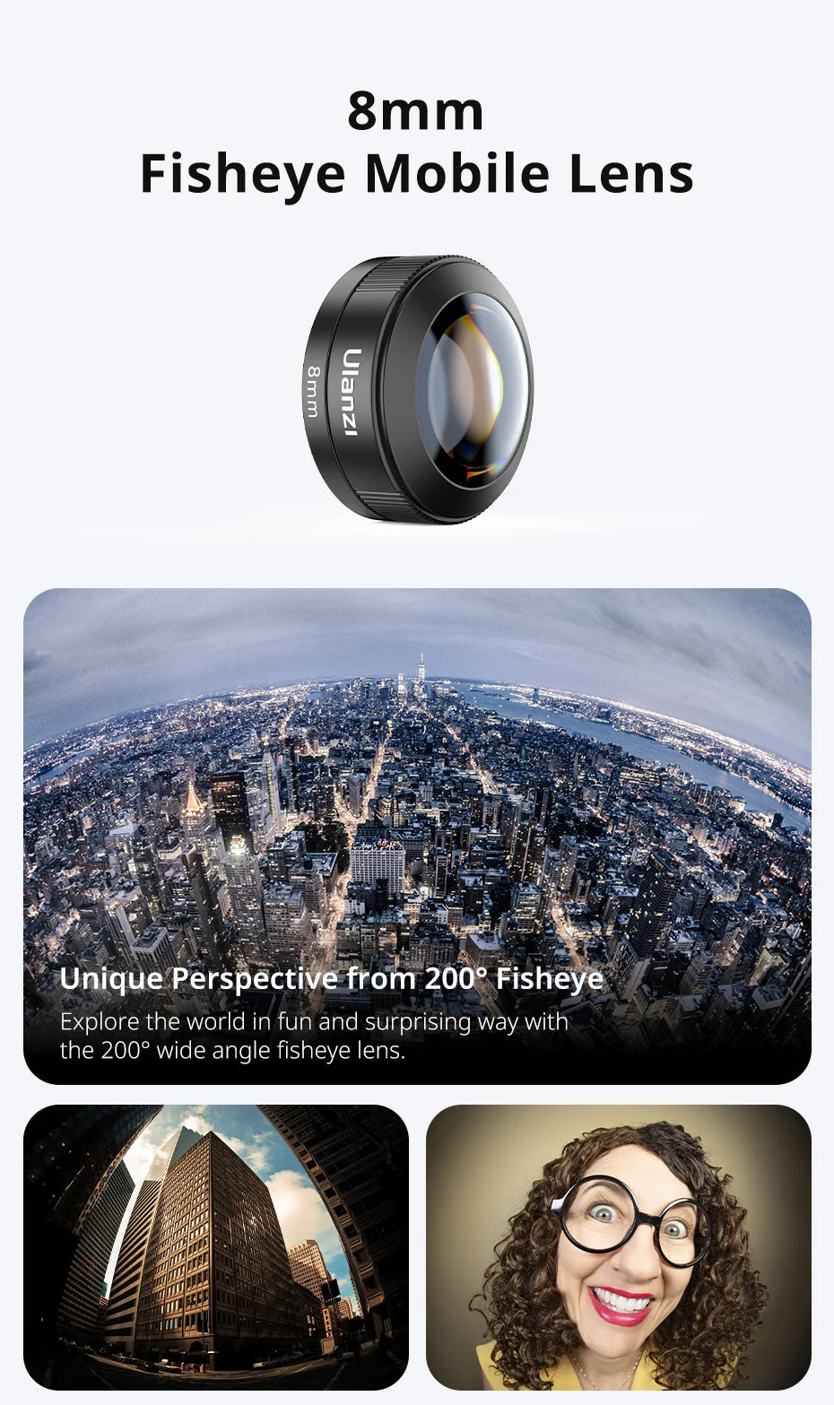 Ulanzi Mobile Lens 75mm Macro / 8mm Fisheye / 16mm Wide-Angle / 60mm Telephoto Lens Smartphone Shooting Photography Accessories