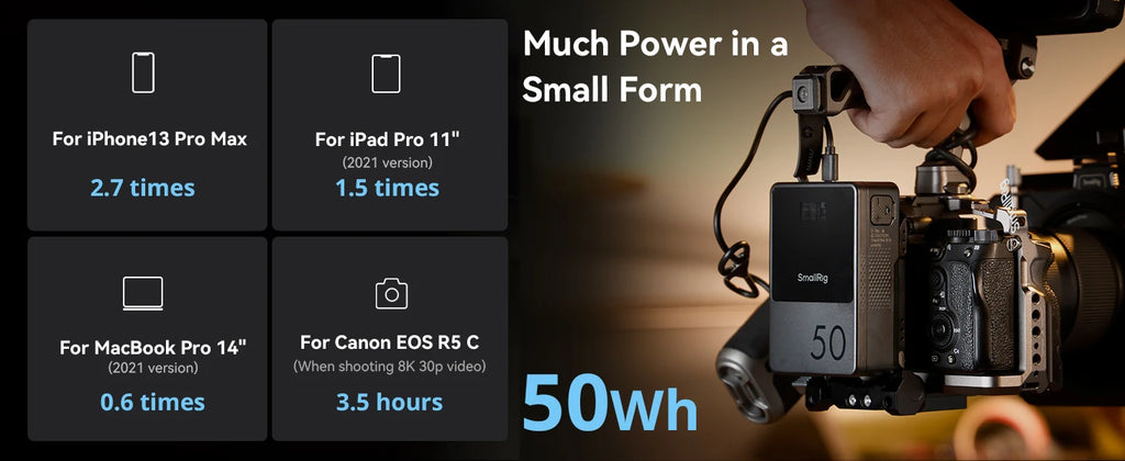 SMALLRIG V Mount Battery VB50 50Wh 3400mAh V Lock Battery with 45W Output USB-C D-TAP USB-A Dual DC Ports for Camera Camcorder