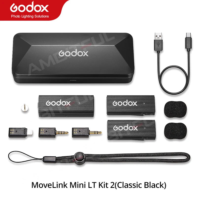 Godox MoveLink Mini LT UC Wireless Microphone 2.4GHz Transmitter Receiver Lavalier Mic for iPhone Type-C Smartphone DSLR Camera