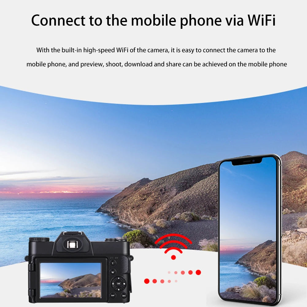 HD Digital Camera 4K 16X 48MP Zoom Vlogging Camera Flip Screen Wifi Recorder Lithium battery 1500MA HDMI-Compatible interface