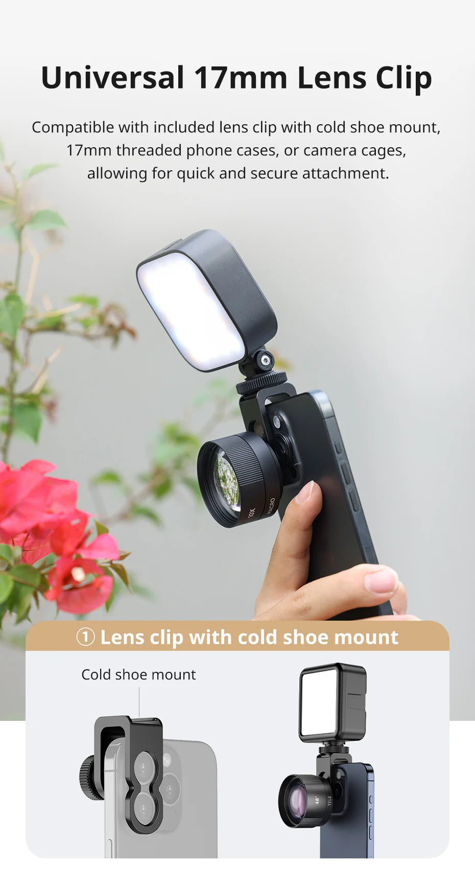 Ulanzi Mobile Lens 75mm Macro / 8mm Fisheye / 16mm Wide-Angle / 60mm Telephoto Lens Smartphone Shooting Photography Accessories