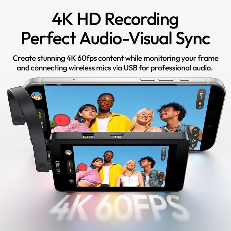 Ulanzi VM1 Vlog Selfie Monitor Screen for iphone 17 16 15 Android Smartphone 4K Magnetic for Studio Vlog Photography Shots