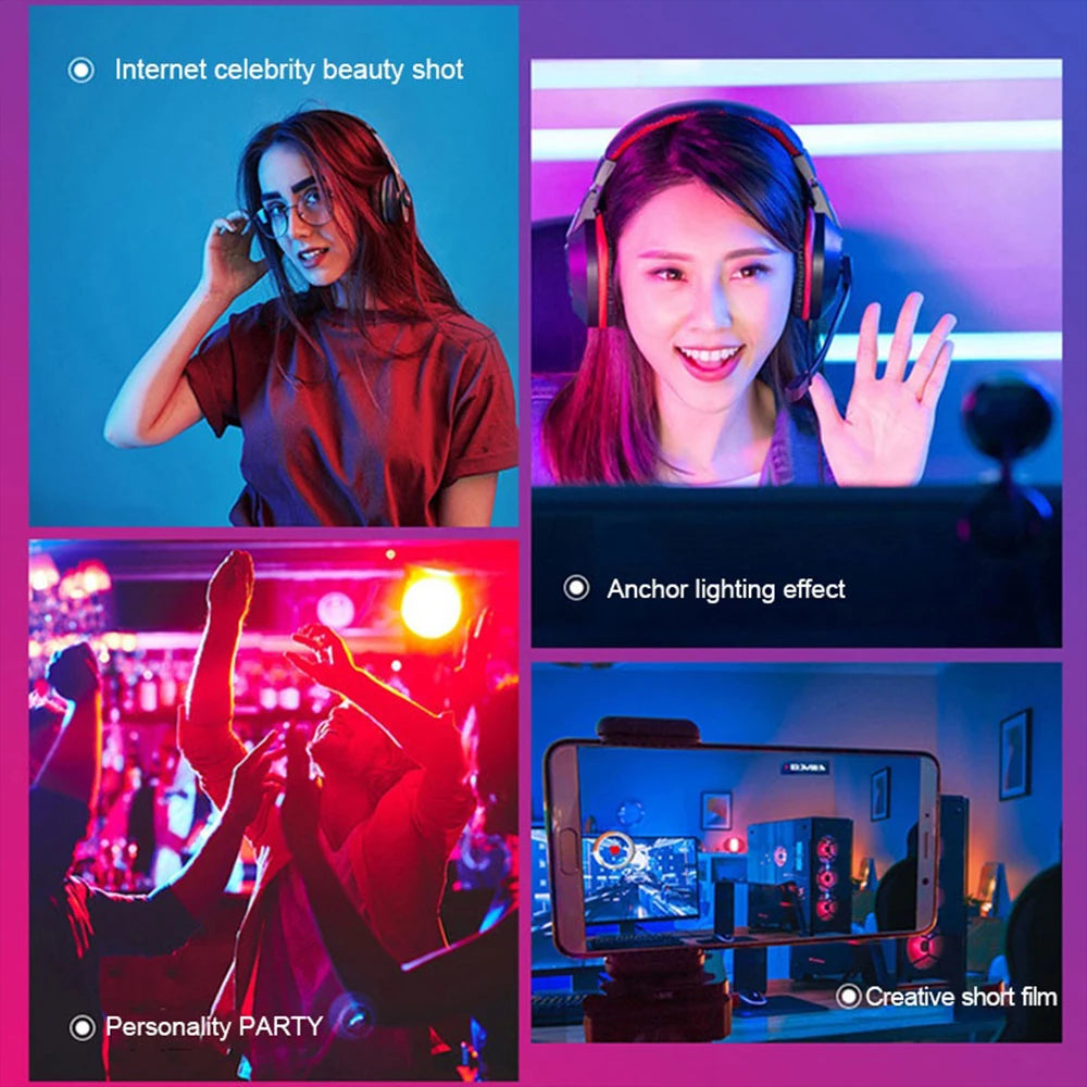 RGB LED Video Light Rechargeable Photography Studio Lamp Magnetic Fill Light Dimmable Phone Selfie Lamp Handheld LED Light Wand