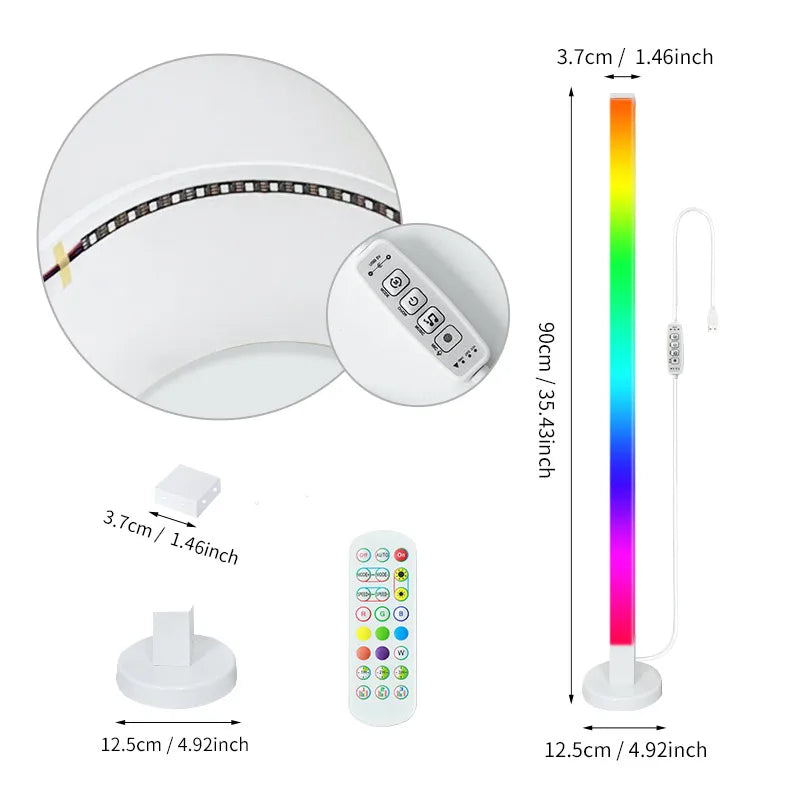RGB LED Floor Lamp Remote & APP Control Music Sync Corner Lighting Modern Mood Lighting for Bedroom Living Room Gaming decor
