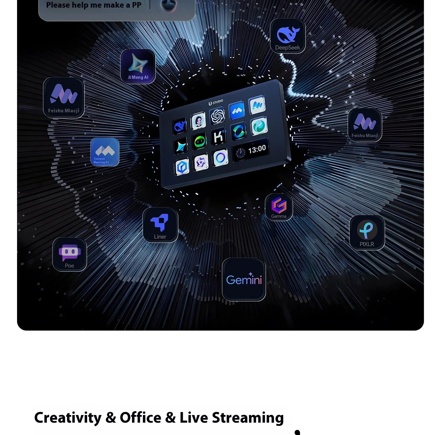 Ulanzi D200H Stream deck Production Console and Studio Controller 13 LCD Keys Streamdeck for Vlog Content Creation Video Editing