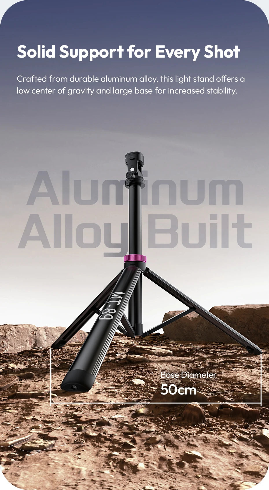 Ulanzi MT-89 2M Quick Release Light Stand Extendable Tripod with Cold Shoe Mount 1/4'' QR Plate for DSLR Camera Video Light Mic