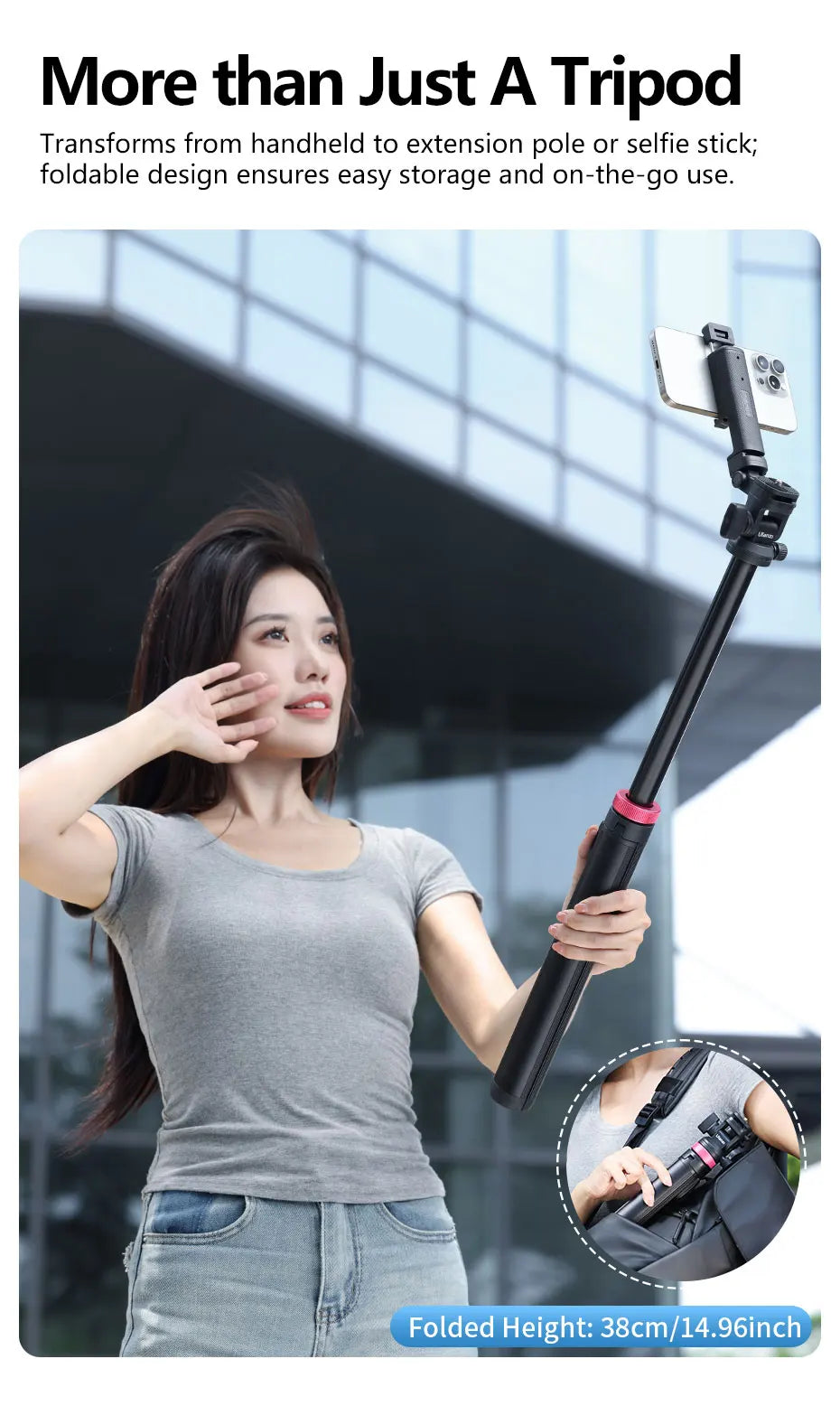 Ulanzi MT-78 Quick-Release Tripod for Camera Smartphone Fill Light Max1.85m Tripod Selfie with Remote Control