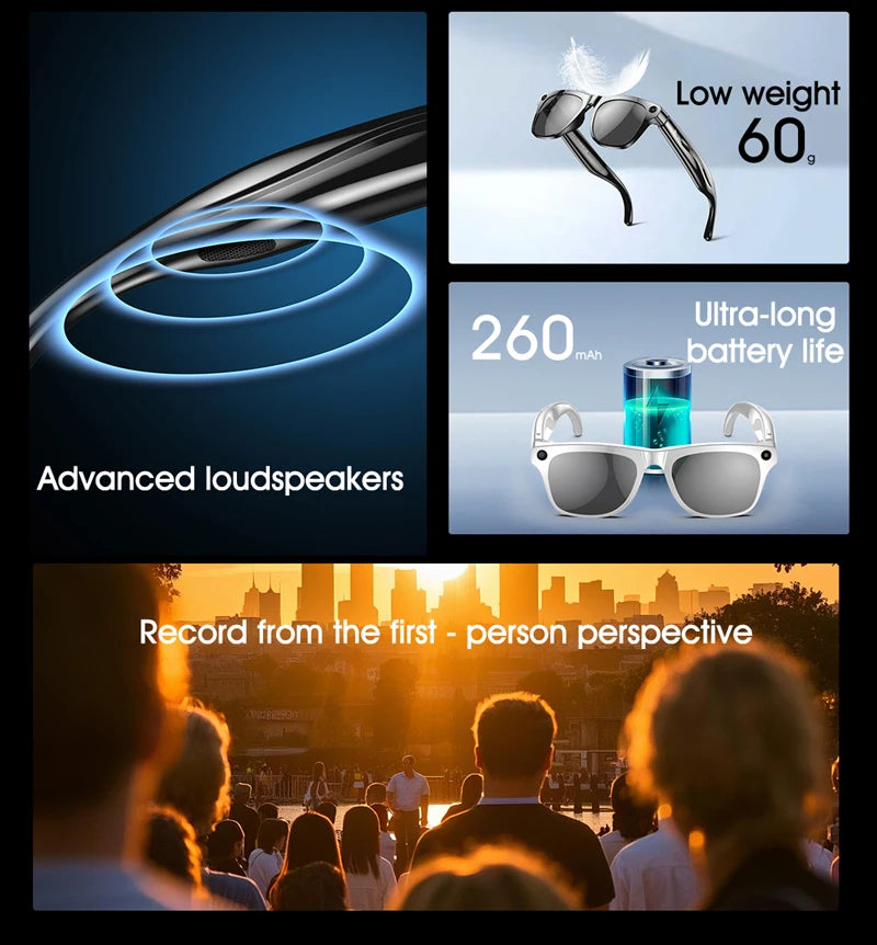 Xiaomi Intelligent Glasses Shooting Photos and Video 6K HD Camera With Color Changing Lenses 260Mah Battery Color-changing Lens