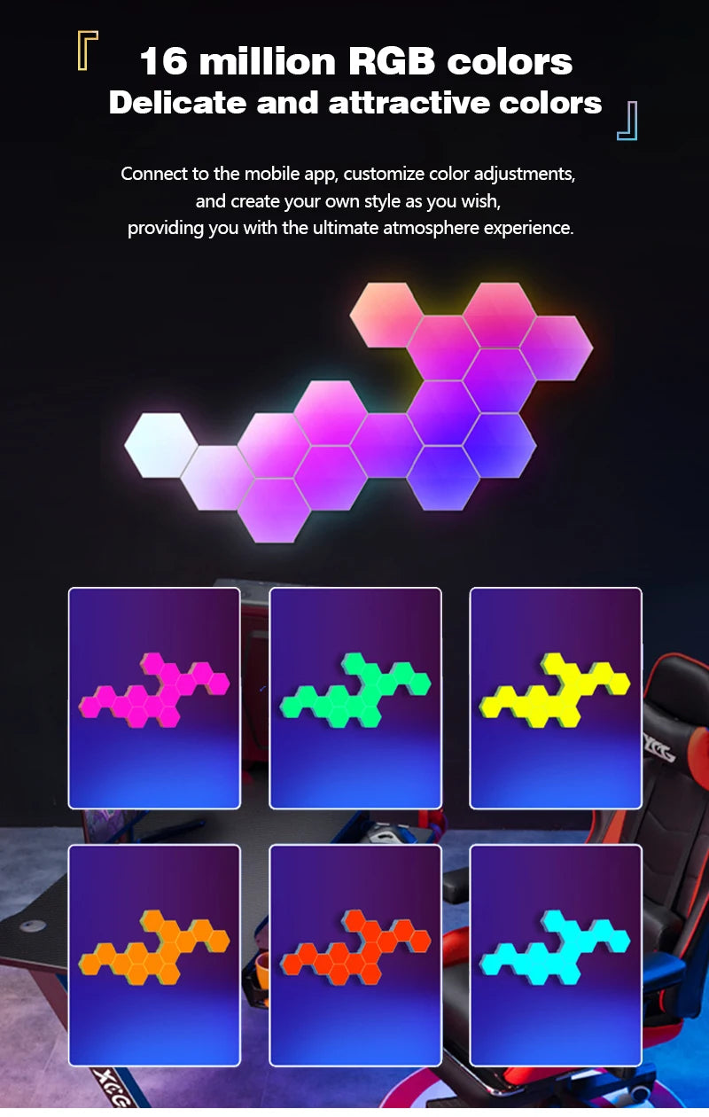 Tuya Smart RGB Quantum Light DIY Decor LED Wall Lamp APP Sound Pickup Game Room Music Rhythm Festival Atmosphere Esports Light