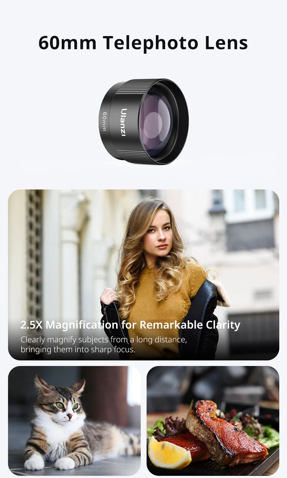 Ulanzi Mobile Lens 75mm Macro / 8mm Fisheye / 16mm Wide-Angle / 60mm Telephoto Lens Smartphone Shooting Photography Accessories
