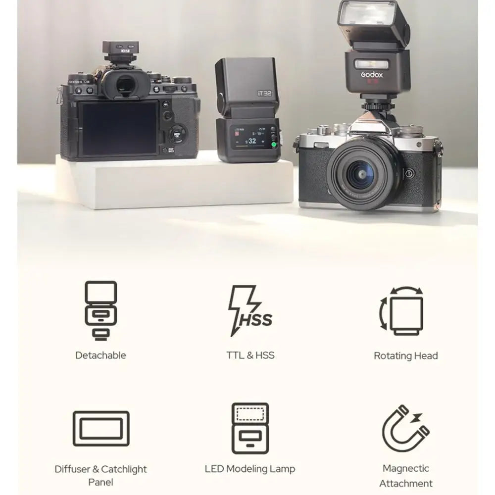 Godox iT32 iFlash Camera Flash & X5 C/N/S/F/O Trigger Modular Detachable Design 2.4G Wireless TTL HSS Cross-Brand Compatibility