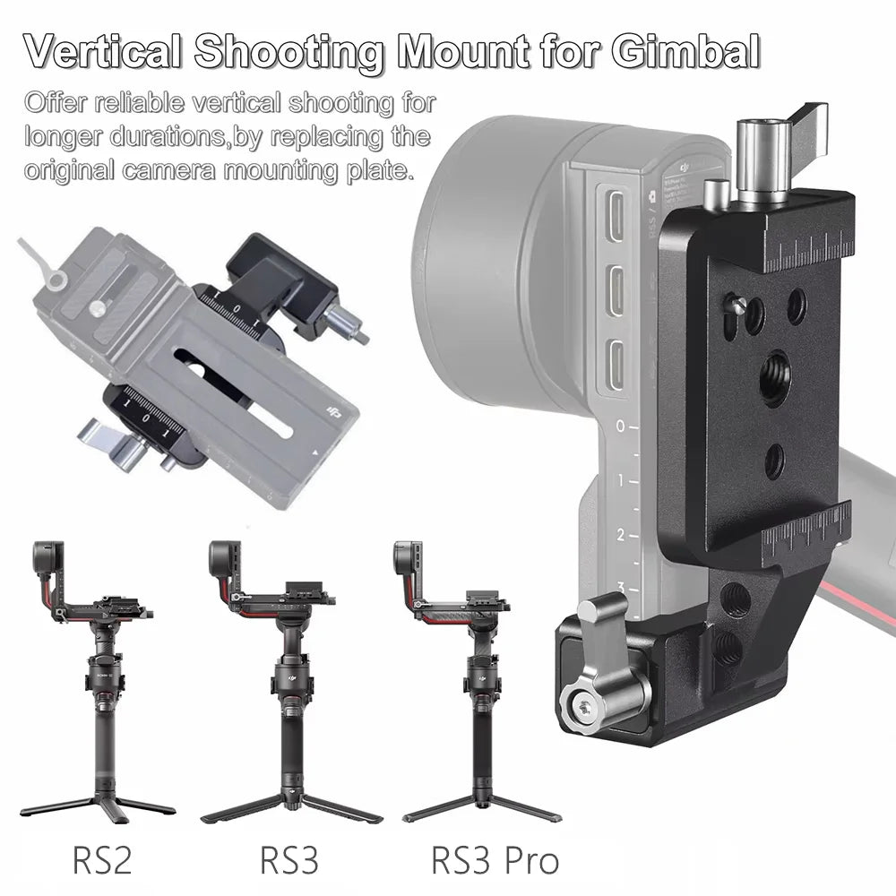 Gimbals Stabilizer Vertical Photography Plate, Camera Vertical Mount Adapter for DJI Ronin RS 2 RS 3 RS 3 Mini RS 3 Pro Gimbas