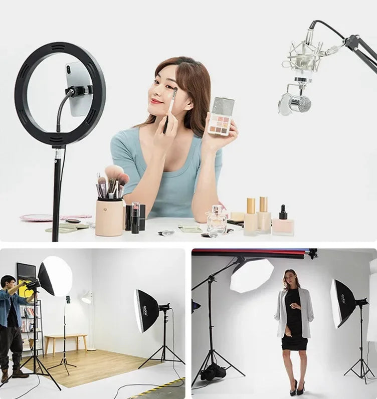 12 Inch LED Ring Light, Dimmable Photography Lighting Phone Camera Fill Light, USB Powered, Makeup Selfie Studio Light
