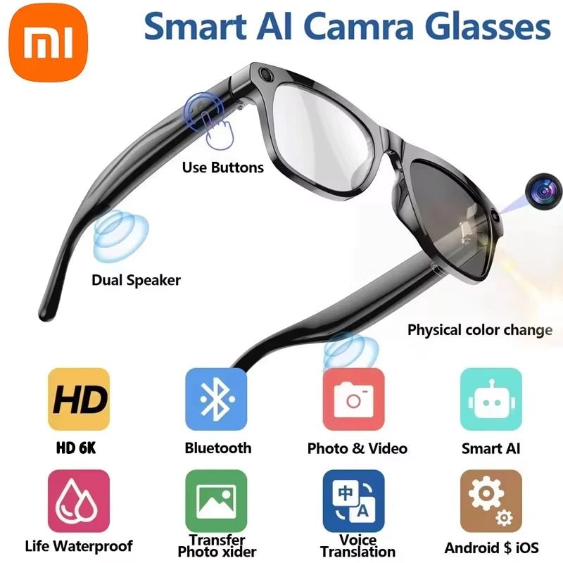 Xiaomi Intelligent Glasses Shooting Photos and Video 6K HD Camera With Color Changing Lenses 260Mah Battery Color-changing Lens