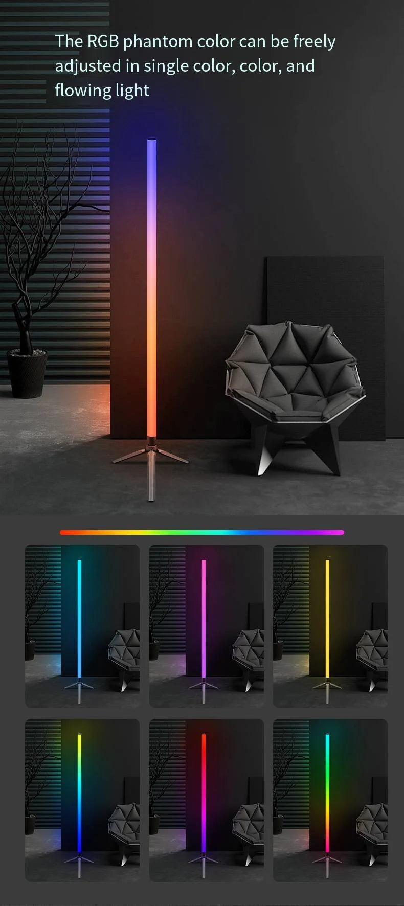 1PC RGB Floor Lamp RGB Corner Floor Lamp Bedroom Ambient Lighting Scandinavian Style Color Changing Dimmable Soft Lighting