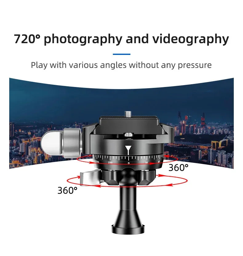 SLR camera panoramic spherical gimbal 360 degree rotating metal gimbal projector gimbal With quick release plate